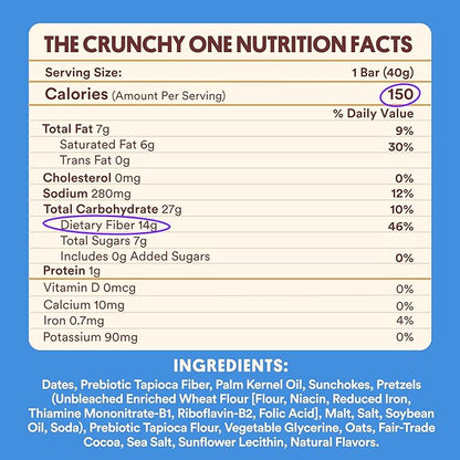 Harken Sweets The Crunchy One, Oat Milk Chocolate Candy Bars with Pretzels and Date Caramel, Sweetened with Dates and No Sugar Added, High Fiber, Nut-Free, Gluten-Free, Plant-Based, 12 Bars