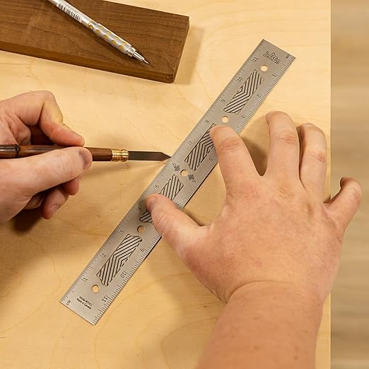 JessEm 07411 Stainless Steel 12 Inch Precision Ruler with Patented Flex Grip and Fade Resistant Markings
