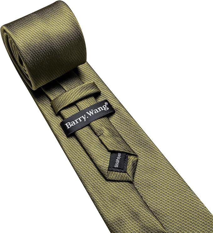 Barry.Wang Tie Sets for Men Silk Solid Necktie Stain Ties Handkerchief Pocket Square Cufflinks Wedding Business Dyed