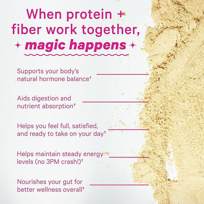 Pink Stork Protein Powder for Women, 20g Plant Based Protein Powder with Fiber + Superfoods, Gluten Free, Dairy Free, Sugar Free, Vanilla Protein Shake - 15 Scoops
