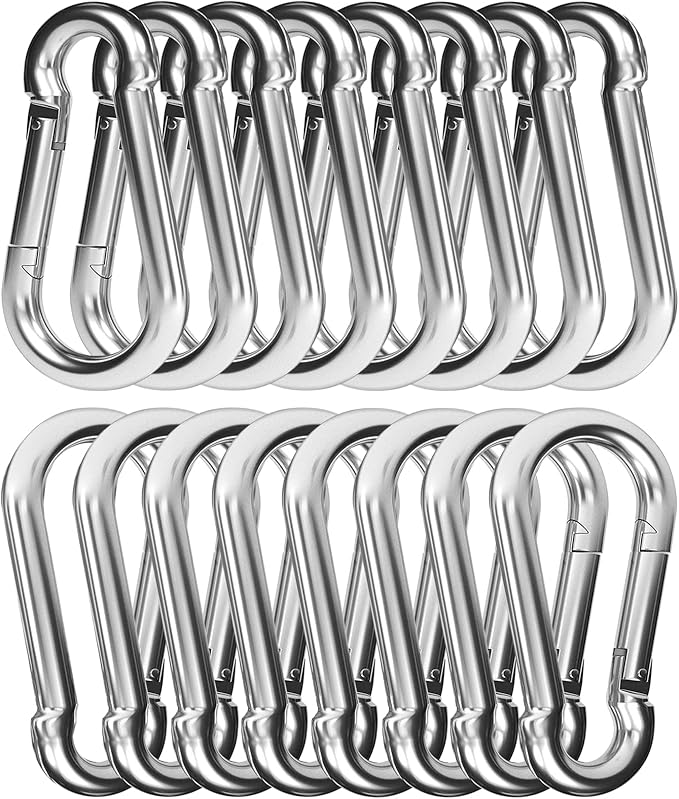 30PCS 3" Heavy Duty Spring Snap Hook, M8 5/16" Galvanized Steel Snap Hook Carabiner Quick Link Carabiner Clip, 500LBS Holding Capacity Quick Link Keychain for Swing Hammock Gym Outdoor