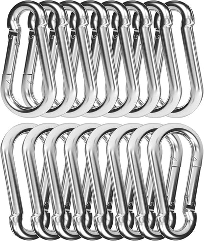 30PCS 3" Heavy Duty Spring Snap Hook, M8 5/16" Galvanized Steel Snap Hook Carabiner Quick Link Carabiner Clip, 500LBS Holding Capacity Quick Link Keychain for Swing Hammock Gym Outdoor