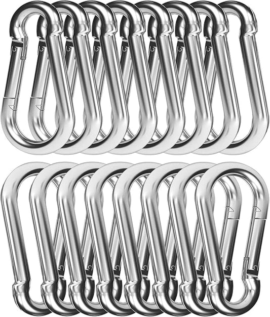 30PCS 3" Heavy Duty Spring Snap Hook, M8 5/16" Galvanized Steel Snap Hook Carabiner Quick Link Carabiner Clip, 500LBS Holding Capacity Quick Link Keychain for Swing Hammock Gym Outdoor