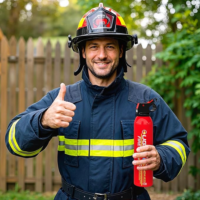 Ougist Small Portable Fire Extinguisher for Home and Kitchen, 21oz Each, 1-Pack, Water-Based Fire Extinguishers for Quick Emergency Response, Prevent Re-Ignition, Ideal for Vehicle and Camping, MSJ620