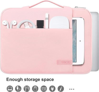 Lacdo 360° Protective 15-15.6 Inch Laptop Sleeve Case for Acer HP Lenovo Dell ASUS Laptop, Acer Aspire 15, HP Pavilion 15, Dell Inspiron 15, Lenovo IdeaPad 15, ASUS ZenBook 15 Computer Bag, Pink