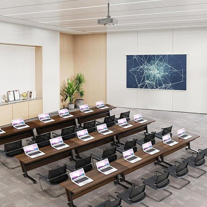 Conference Table,Modern Portable Folding Conference Room Table,Flip Top Rolling Mobile Training Table with Silent Locking Wheels for Seminar Meeting Table Business Tables (6 Pack, 47.2x23.6x29.5inch)