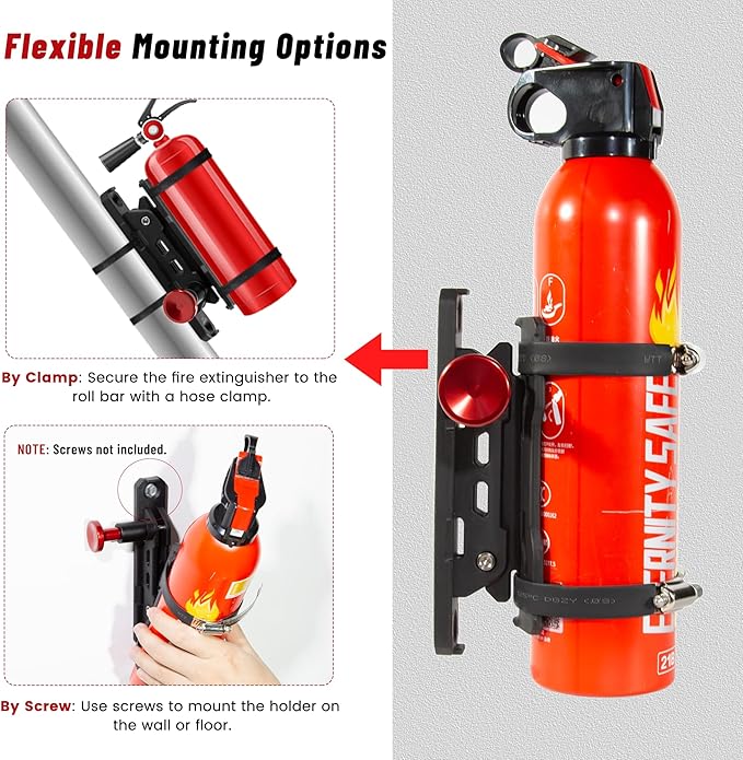 Fire Extinguisher Mount for Vehicle - Quick Release Fire Extinguisher Bracket Holder for Jeep Wrangler JT, TJ, JL, JKU, UTV, Polaris RZR, Ranger, Can-Am X3, Yamaha, ATV, Tractor – Corrosion-Resistant