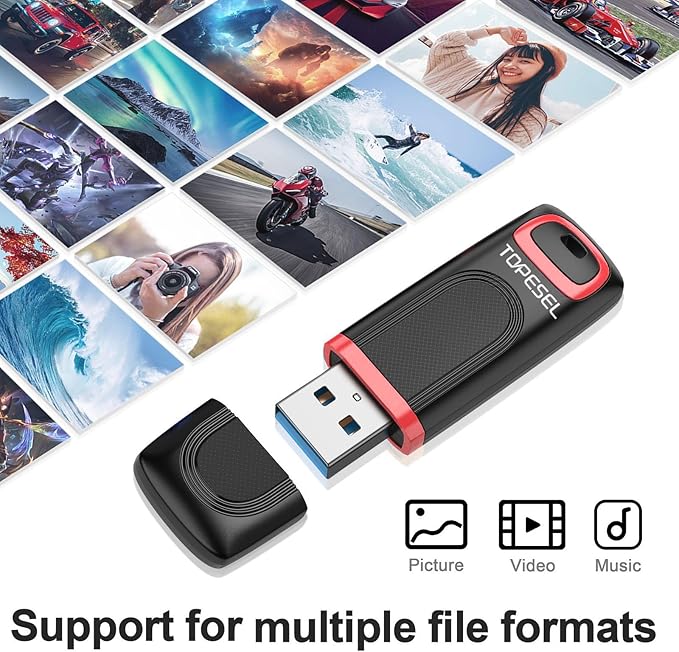 TOPESEL 128GB Flash Drive 3 Pack, USB 3.0 Thumb Drives High Speed Memory Stick Jump Drive Zip Drive for Data Storage and Backup (Three Mixed Colors: Red Blue Cyan)
