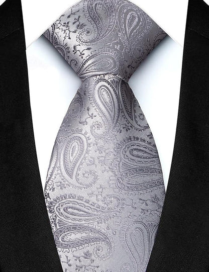 JEMYGINS Mens Paisley Tie and Lapel Pin Necktie Pocket Square and Tie Clip with Sets for Business Casual 4PCS
