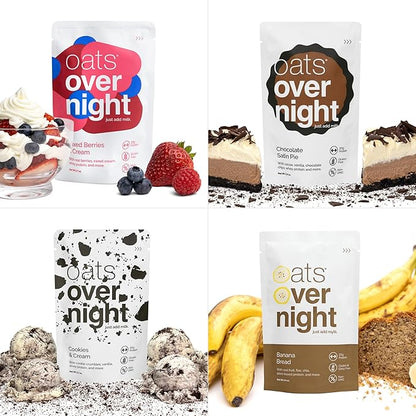 Oats Overnight Ultimate Variety Pack - High Protein, 5g Fiber Breakfast Protein Shake - Gluten Free Oatmeal, Non GMO High Protein Oatmeal - Green Apple Cinnamon, Coconut Cream Pie & More (16 Pack)
