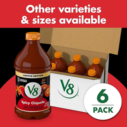 V8 Spicy Chipotle 100% Vegetable Juice, 46 fl oz Bottle (12 Pack)