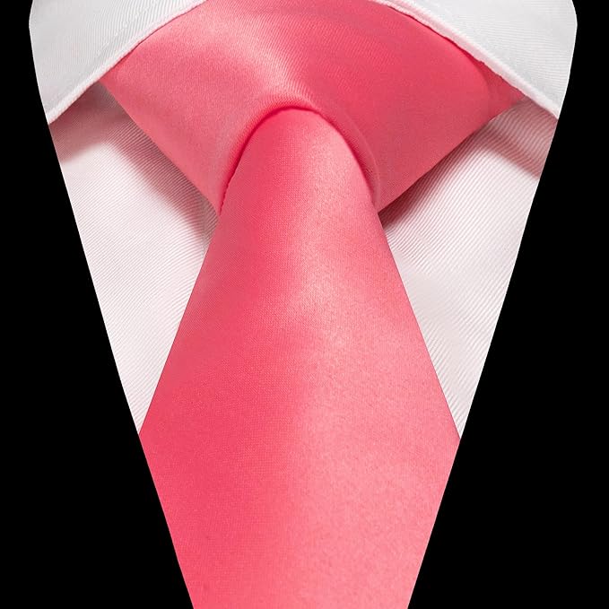 RBOCOTT Solid Color Tie and Pocket Square Hankerchief with Lapel Pin Set for Men