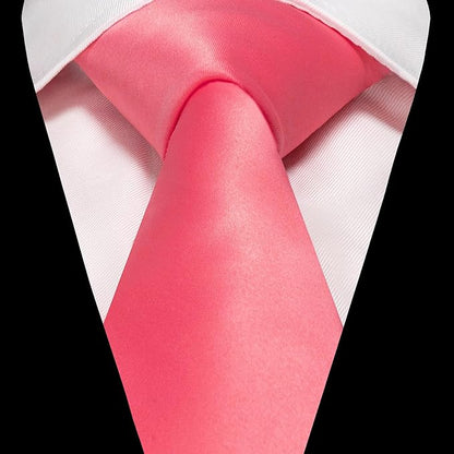 RBOCOTT Solid Color Tie and Pocket Square Hankerchief with Lapel Pin Set for Men