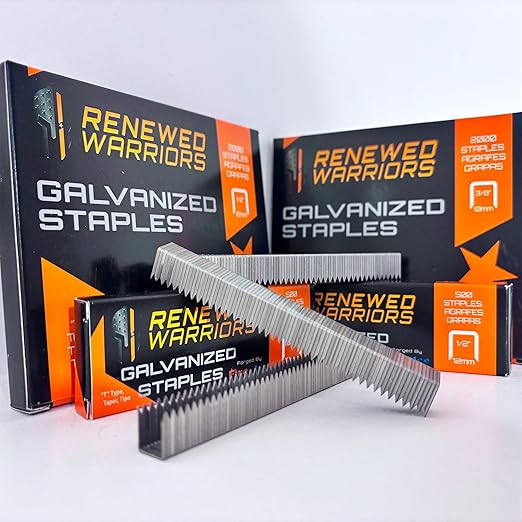 T50 Galvanized Staples - Heavy Duty 3/8" Crown, 1/4" Inch Leg Length - Fits All T50 Staple Guns - Forged in Fire & Ice, Rust Resistant - 500 Count Pack