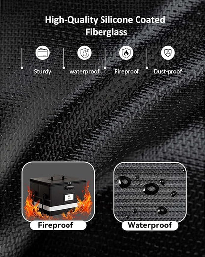 Oterri Large 2 Pack Fireproof Document Box With Lock, Portable File Safe Box Fireproof Waterproof For Hanging Letter&Legal Folders, Office Storage for Important Documents (Black)