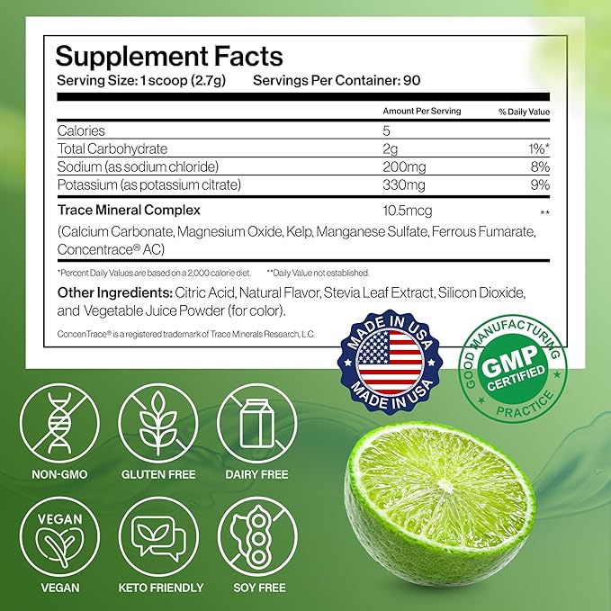 Dr. Price’s Electrolytes Powder Bulk | Lemon Lime 90 Servings | Sugar Free Hydration Powder with 72+ Trace Minerals | Keto, Vegan, Electrolyte Drink Mix | Doctor-Formulated, Made in USA