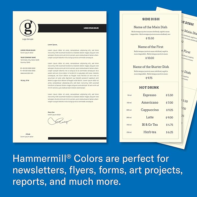 Hammermill Colored Paper, 20 lb Cream Printer Paper, 11 x 17-1 Ream (500 Sheets) - Made in the USA, Pastel Paper, 168050R