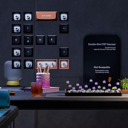 Keychron K6 HE 65% Wireless Mechanical Keyboard, 2.4GHz & Bluetooth, Gateron Double-Rail Magnetic Switch, Double-Shot PBT Keycaps, Aluminum & Wooden Frame, Compatible with Windows/Mac – Black