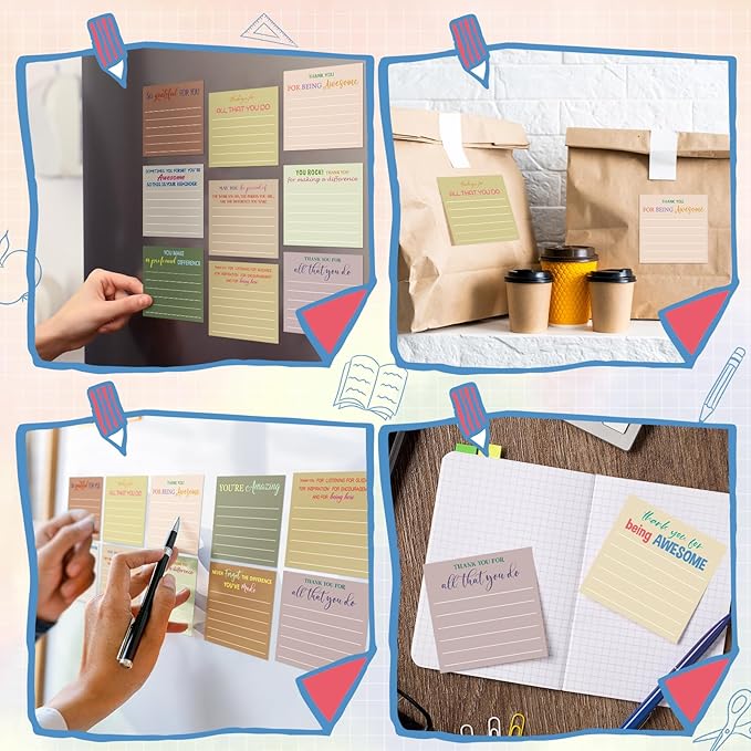 Yinder 48 Pcs Employee Appreciation Sticky Notes Xmas Gift Bulk Motivation Note Pads Mini Inspirational Note Gift for Teacher Nurse Staff Coworker Office Supply 3 x 3'' (Appreciation,Boho)