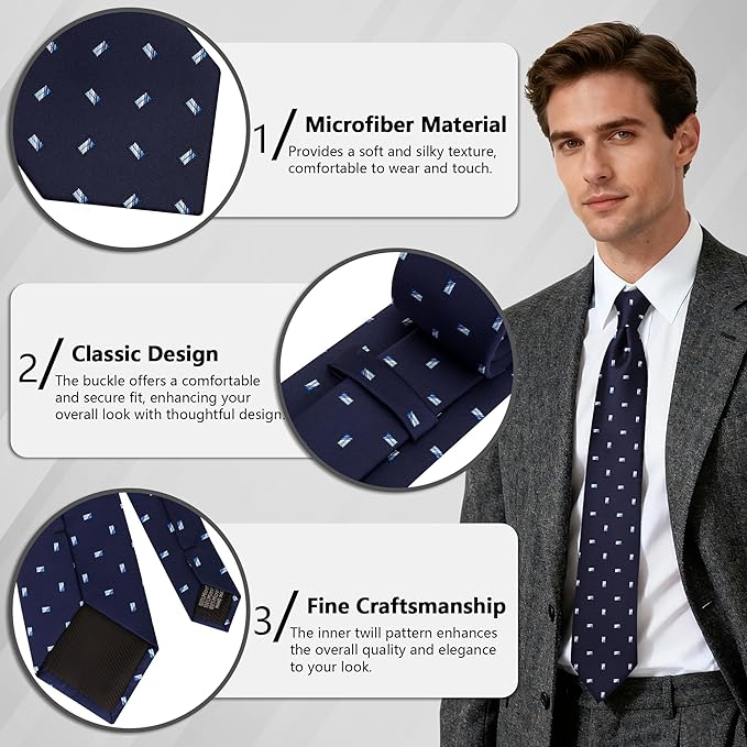 Fineknot Ties for Men, Jacquard Neck Ties, Mens Plaid Paisley Striped Tie, Classic Floral Mens Ties for Wedding Business