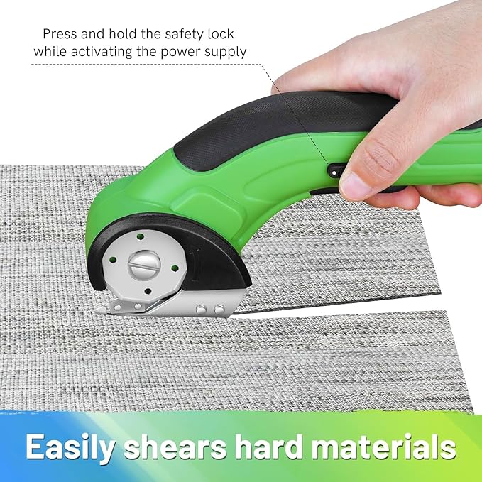 PHALANX Cordless Electric Scissors, 4V Electric Mini Box Cutter, Carpet & Cardboard Cutter Tool with 2 Replacement Blade&Charger, Rotary Cutter for Cardboard Packages Leather Plastic