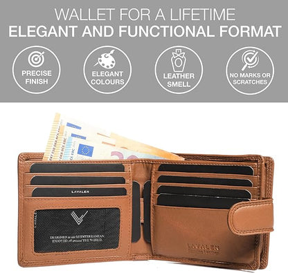 Soft Leather Wallet for Men - Mens Wallet Bifold with Zipper Coin Pocket - Holds Bills, Credit Cards, Coins - Carteras para Hombres Piel - Billeteras de Hombres Cuero Original - RFID Blocking.