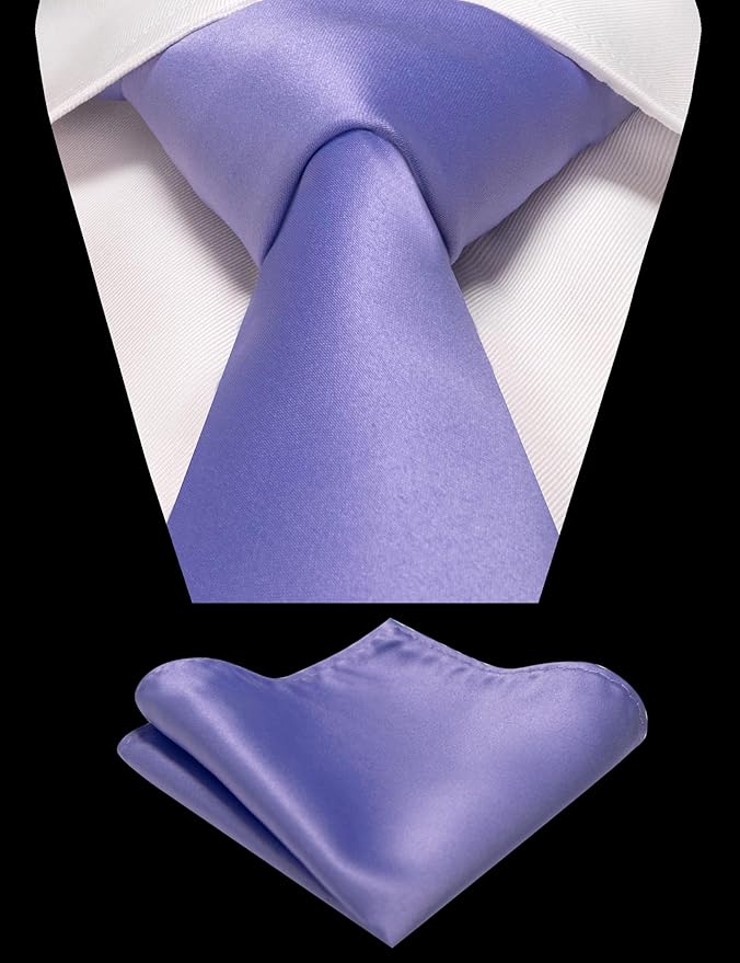 RBOCOTT Solid Color Tie and Pocket Square Hankerchief with Lapel Pin Set for Men