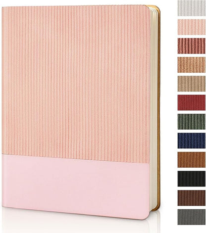 Lined Journal Notebook for Work College Ruled Note Book 7.2"x9.6"B5 PU Leather Daily Journaling 160 Pages for Women Men Writing Home School Supplies Business (Pink)