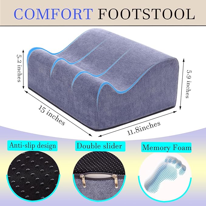 Foot Rest for Under Desk at Work,at Work Soft Ergonomic Footrest,Support Foot Pillow,Heel Chair,Leg Elevation Pillow (Blue)