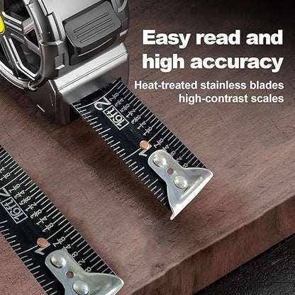 16ft Tape Measure, Stainless Steel Retractable Tape Measure, Waterproof & Rustproof Steel Measuring Tape with Hollow Design for Renovation, Construction, Carpentry (16')