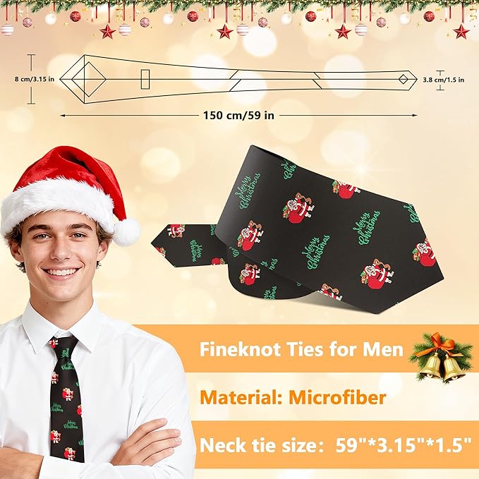 Fineknot Black Ties for Men, Formal Neckties for Men, Solid Color Mens Ties for Business, Wedding, Party, Mens Neck Tie