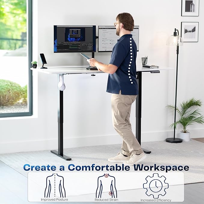 VIVO Electric Dry Erase 71 x 30 in Standing Desk, Memory Height Adjustment, 1B Series, Whiteboard Top Black Frame, DESK-KIT-1B7WE