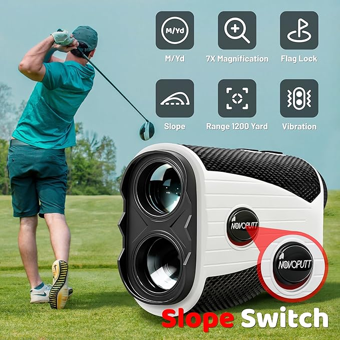 Golf Range Finder with Slope - 1200 Yards Range Finder for Golfing/Hunting, 7X Magnification, Flag Pole Locking Vibration, Rechargeable Golf Rangefinders with Magnet Stripe, Best Golf Accessories Gift