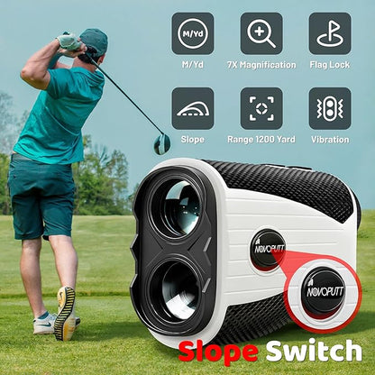 Golf Range Finder with Slope - 1200 Yards Range Finder for Golfing/Hunting, 7X Magnification, Flag Pole Locking Vibration, Rechargeable Golf Rangefinders with Magnet Stripe, Best Golf Accessories Gift