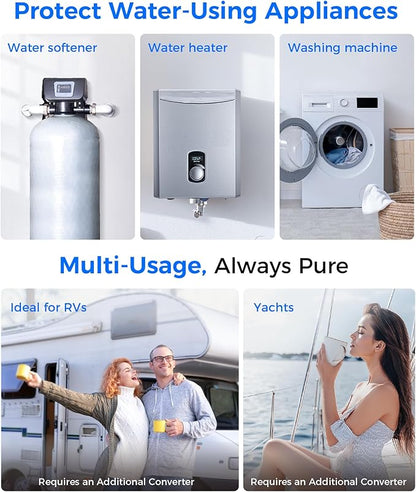 Waterdrop Whole House Water Filter, Carbon Filter Reduce Chlorine,Taste, and Odor Cartridge Replacement for GE GXWH40L, FXHTC, Ispring, Culligan® RFC-BBSA, Whirlpool®, Any 10" x 4.5" System, 5 Micron
