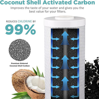 SimPure 20 x 4.5 inch 5 Micron Big Whole House Water Filter | CTO Activated Carbon Filter Replacement Cartridge Coconut shell Charcoal Filter | Matches DB20P, FC25B, CTO20BB (2 Pack)