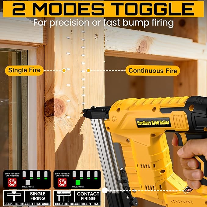 18 Gauge Cordless Brad Nailer & Staple Gun for Dewalt 20V MAX Battery(No Battery), 2 in 1 Electric Nail Gun with 1000 Brad Nails and 1000 Staples for Home Improvement, DIY and Woodworking