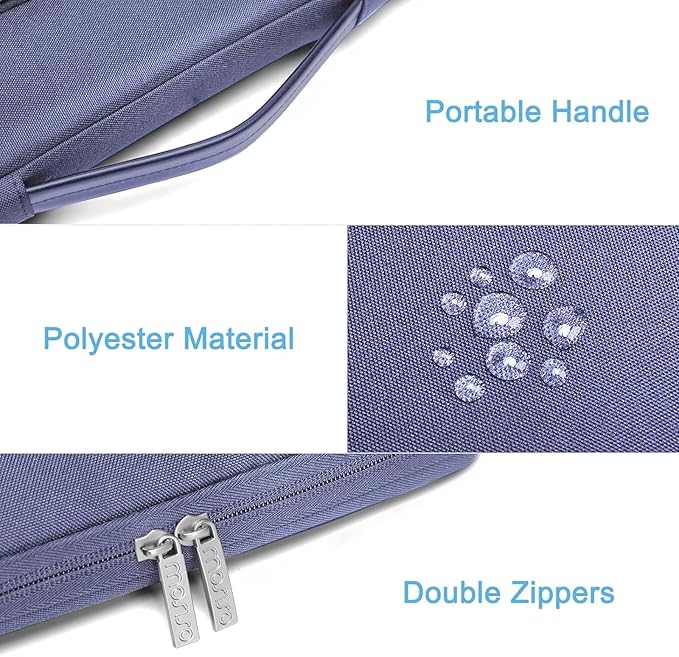 MOSISO 360 Protective Laptop Case 13.3 inch, 13-13.3 inch Laptop Sleeve Compatible with MacBook Air/Pro 13 / Pro 14, HP Dell ASUS Lenovo,Side Open Bag with 2 Raised&1 Flapover Pockets, Lavender Gray