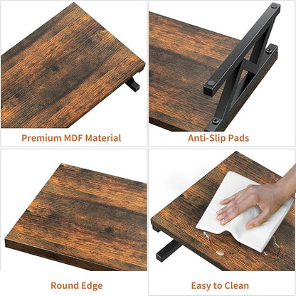Dual Monitor Stand Riser, Large Wood Monitor Riser for 2 Monitors, Monitor Lift with Storage for Desk, Sturdy Wood&Steel Multi Screen Stand, Desktop Organizer Monitor Stand for Computer