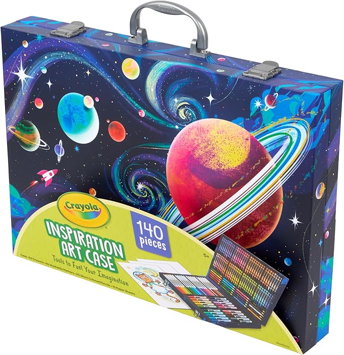 Crayola Inspiration Art Case Space Coloring Set (140pcs), Art Kit for Kids, Crayons, Markers, Pencils, Holiday for Boys & Girls, Ages 5, 6, 7 [Amazon Exclusive]