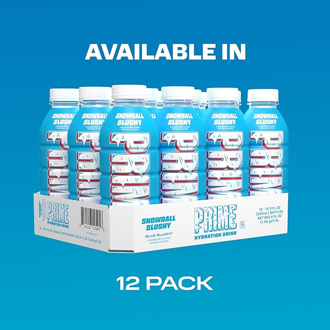 PRIME Hydration, Sports Drinks, Electrolyte Enhanced for Replenishing Fluids, 250mg BCAAs, B Vitamins, Antioxidants, Low Sugar, 16.9 Fl Oz, 12 Pack