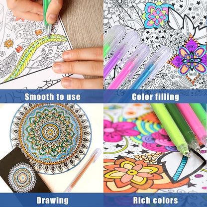 Gel Pen Glitter Gel Pens Fine Tip Pens with 150% More Ink for Adults Coloring Books Drawing Doodling Crafts Scrapbooks Bullet Journaling 48 Color