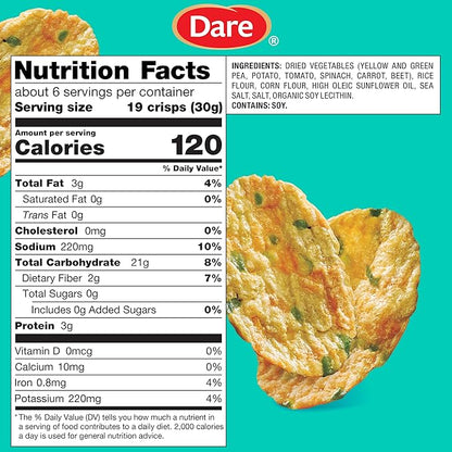 Breton Veggie Crisps Sea Salt (Pack of 12) - Popped not Fried Crisps, Made with Real Vegetables, Light and Crispy Gluten Free Chips, Snacks for School, Lunch Box and More, 12x6oz
