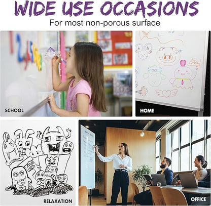 cloudriver Magnetic Dry Erase Markers, 24 Pack Whiteboard Markers - 12 Fine Tip And 12 Chisel Tip, 12 Colors Low Odor Dry Erase Marker With Eraser Cap