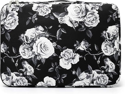 Kinmac 360° Protective Laptop Sleeve Case Bag Cover with Handle for MacBook Air 15 inch, and 15 inch-15.6 inch HP,Lenovo,Dell,ASUS,Acer Notebook Computer (White Rose)