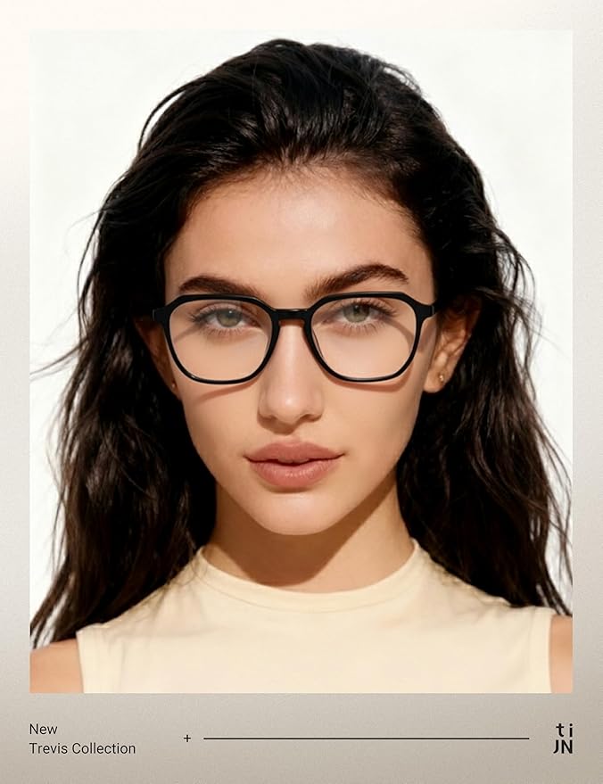 TIJN Blue Light Blocking Glasses for Women Men TR90 Rectangle Frame and Chic Preppy Style Computer Screen Glasses