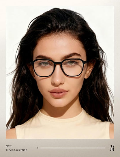 TIJN Blue Light Blocking Glasses for Women Men TR90 Rectangle Frame and Chic Preppy Style Computer Screen Glasses