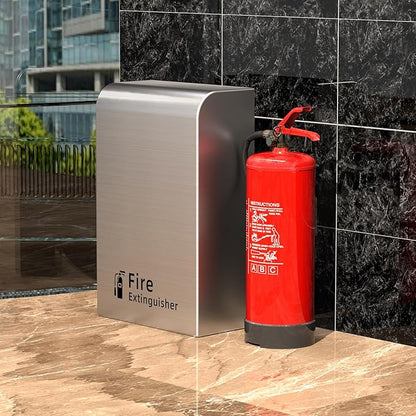 Fire Extinguisher Cabinet Floor Standing, Stainless Steel Fire Extinguisher Box, Suitable for Shopping Malls and Hotels, Can Accommodate Two 10 Pound Fire Extinguishers (Silver)