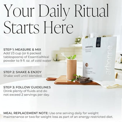 Arbonne EssentialMeal Meal Replacement Shake - Protein Shake, Vegan Protein Powder, Complete Daily Nutrition, Chocolate