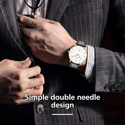 L LAVAREDO Watch for Men, Extremely Thin Mens Watches Minimalist Analog Men's Leather Wrist Watches with Time/Date, Birthday Gift for Men Boyfriend
